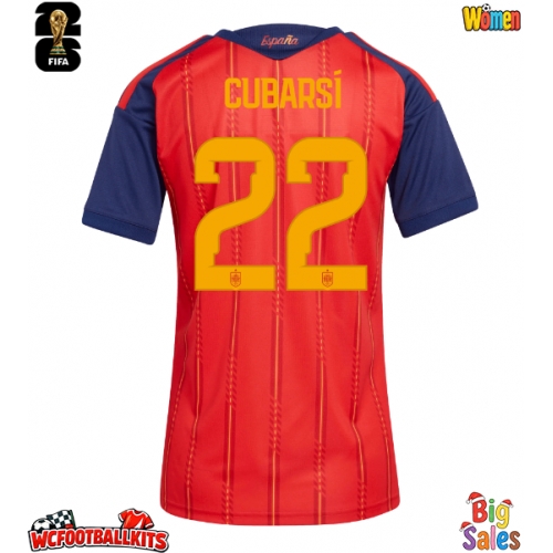 Spain Pau Cubarsi #22 Replica Home Stadium Shirt for Women World Cup 2026 Short Sleeve
